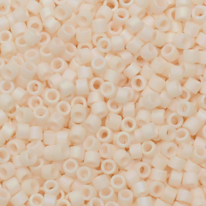 Miyuki Delica Seed Beads, 11/0 Size, #1520 Matte Opaque Bisque White AB (7.2 Gram Tube)