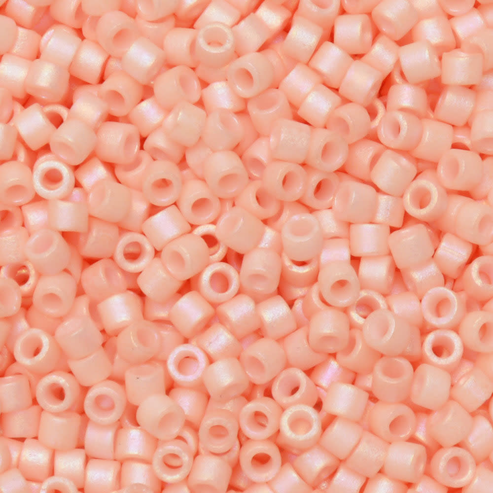 Miyuki Delica Seed Beads, 11/0 Size, #1523 Matte Opaque Light Salmon AB (7.2 Gram Tube)
