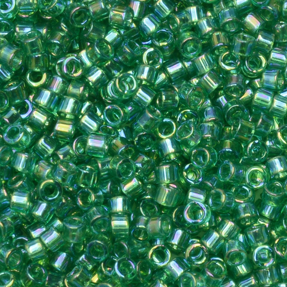 Miyuki Delica Seed Beads, 11/0 Size, #152 Transparent Green AB (2.5" Tube)