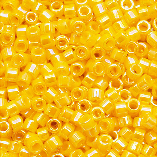 Miyuki Delica Seed Beads, 11/0 Size, Opaque Canary AB Yellow DB1572 (2.5" Tube)