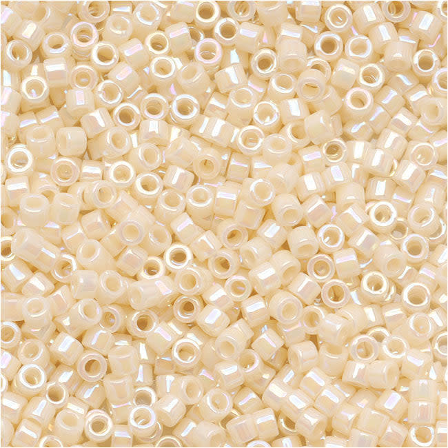 Miyuki Delica Seed Beads, 11/0 Size, Opaque Cream AB DB157 (6.8 Grams)
