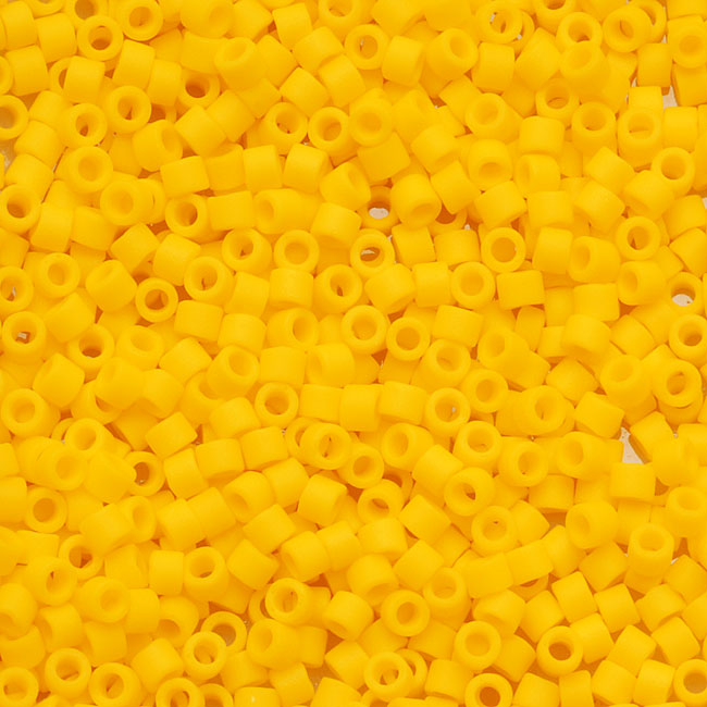 Miyuki Delica Seed Beads, 11/0 Size, Matte Opaque Canary Yellow DB1582 (2.5" Tube)