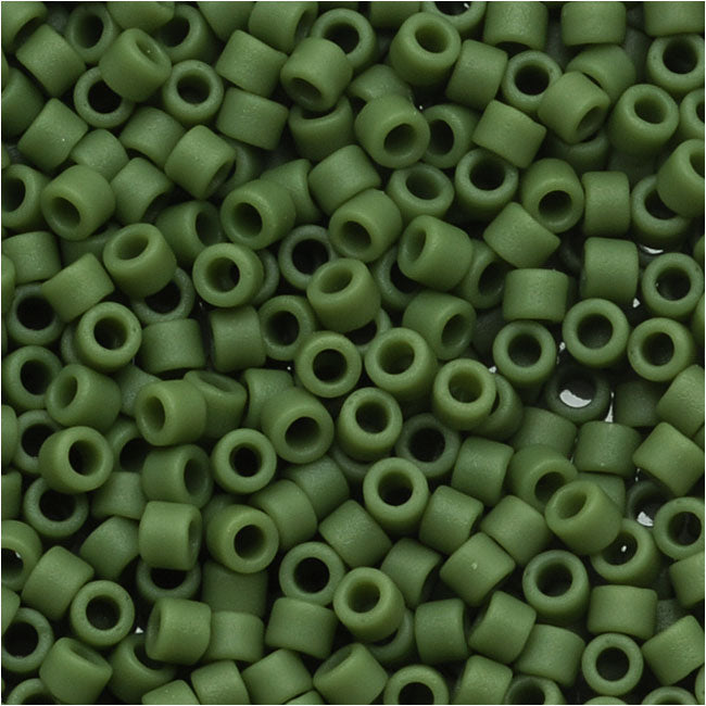 Miyuki Delica Seed Beads, 11/0 Size, Matte Opaque Avocado Green DB1585  (2.5 Tube) — Beadaholique