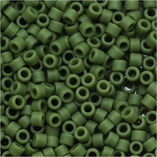 Miyuki Delica Seed Beads, 11/0 Size, Matte Opaque Avocado Green DB1585 (2.5" Tube)