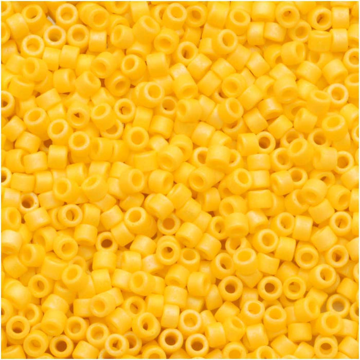 Miyuki Delica Seed Beads, 11/0 Size, Matte Opaque Canary AB Yellow DB1592 (7.2 Grams)