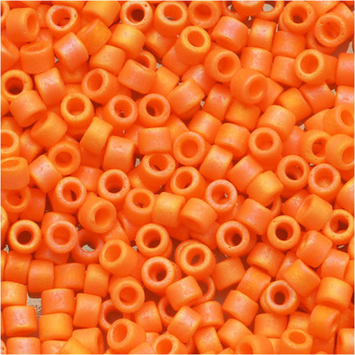 Miyuki Delica Seed Beads, 11/0 Size, Matte Opaque Mandarin Orange AB DB1593 (7.2 Grams)