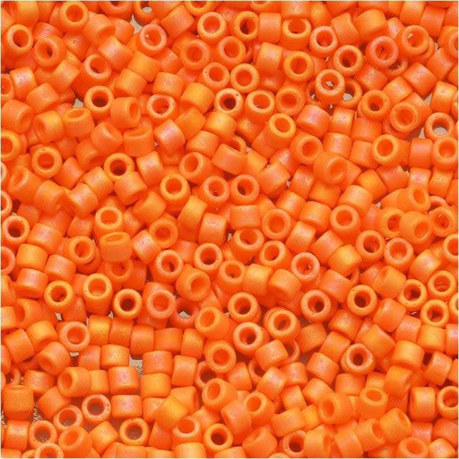 Miyuki Delica Seed Beads, 11/0 Size, Matte Opaque Mandarin Orange AB DB1593 (7.2 Grams)