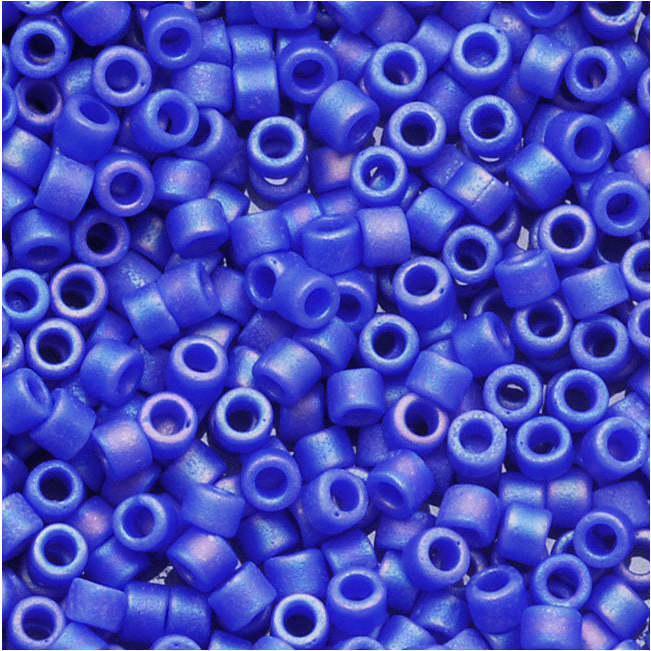 Miyuki Delica Seed Beads, 11/0 Size, Matte Opaque Cyan Blue AB DB1597 (7.2 Grams)