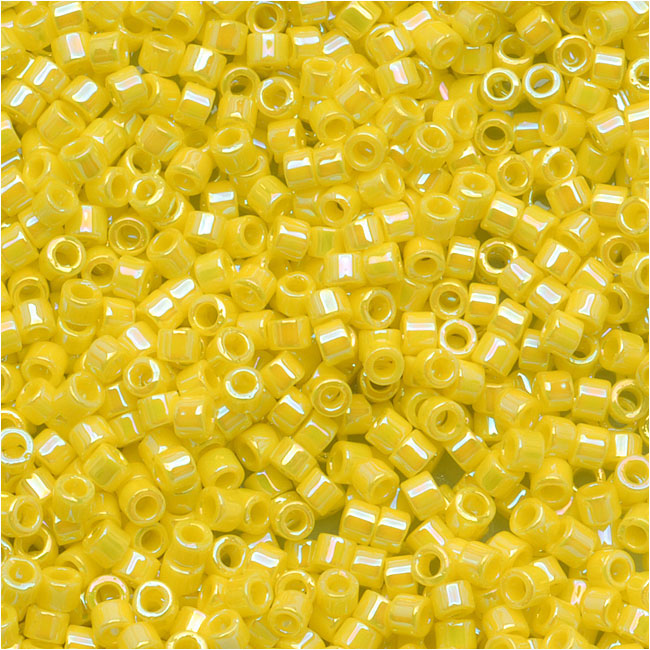 Miyuki Delica Seed Beads, 11/0 Size, Opaque Yellow AB DB160 (2.5" Tube)