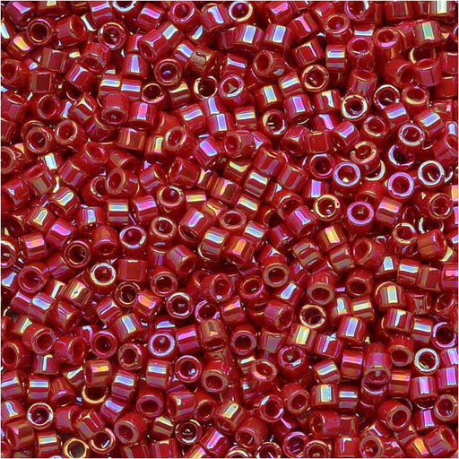 Miyuki Delica Seed Beads, 11/0 Size, Opaque Red AB DB162 (2.5" Tube)