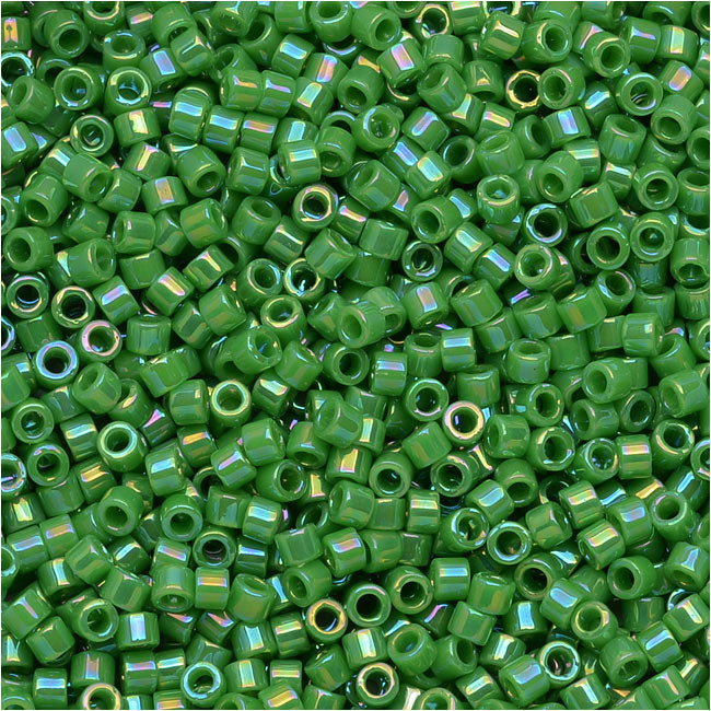 Miyuki Delica Seed Beads, 11/0 Size, Opaque Green AB DB163 (2.5" Tube)