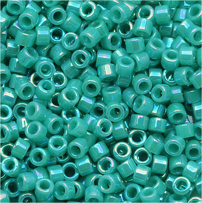 Miyuki Delica Seed Beads, 11/0 Size, Opaque Turquoise AB DB166 (2.5 Tube)