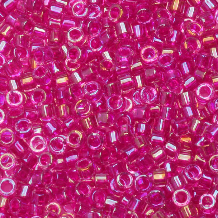 Miyuki Delica Seed Beads, 11/0 Size, #1743 Hot Pink Lined Crystal AB (7.2 Gram Tube)