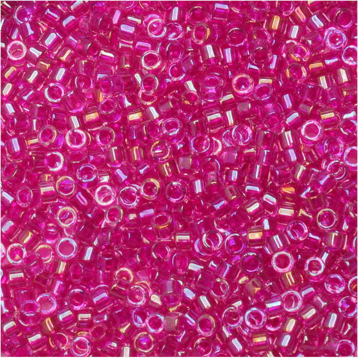 Miyuki Delica Seed Beads, 11/0 Size, #1743 Hot Pink Lined Crystal AB (7.2 Gram Tube)