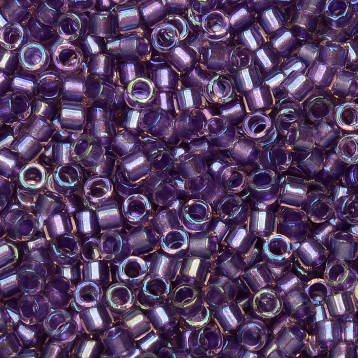 Miyuki Delica Seed Beads, 11/0 Size, #1754 Sparkling Purple Lined Crystal AB (7.2 Gram Tube)