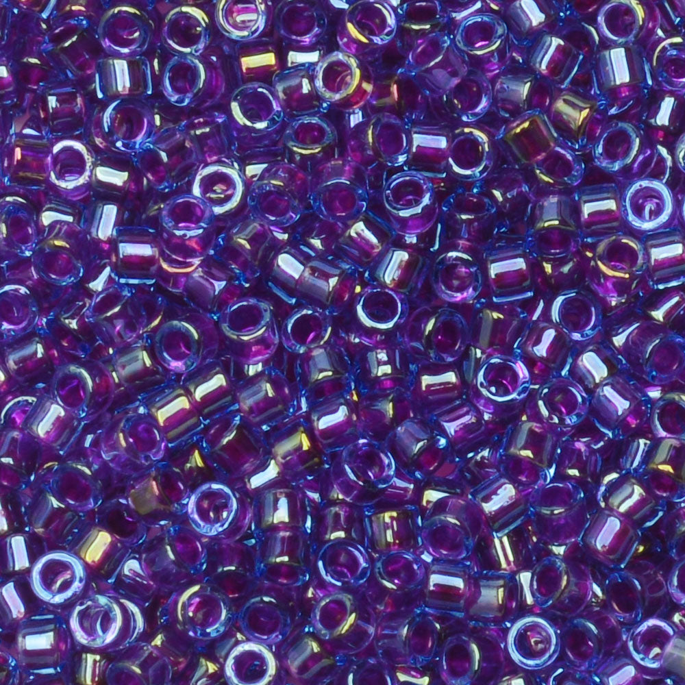 Miyuki Delica Seed Beads, 11/0 Size, #1755 Fuchsia Lined Aqua AB (7.2 Gram Tube)
