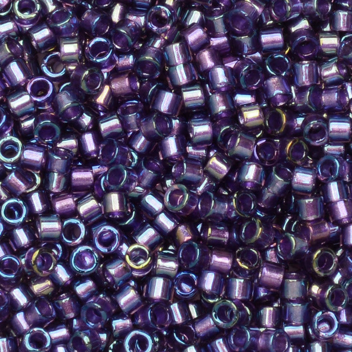 Miyuki Delica Seed Beads, 11/0 Size, #1756 Sparkling Purple Lined Amethyst AB (7.2 Gram Tube)