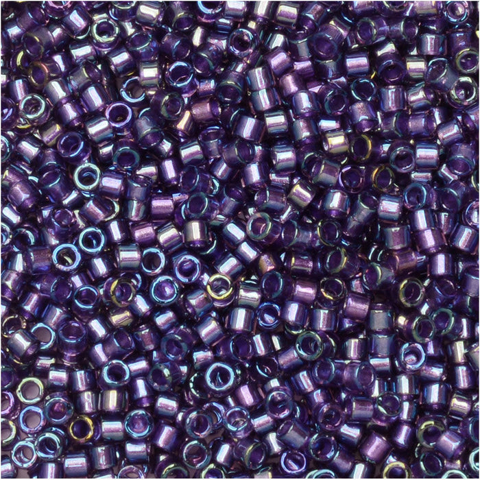 Miyuki Delica Seed Beads, 11/0 Size, #1756 Sparkling Purple Lined Amethyst AB (7.2 Gram Tube)