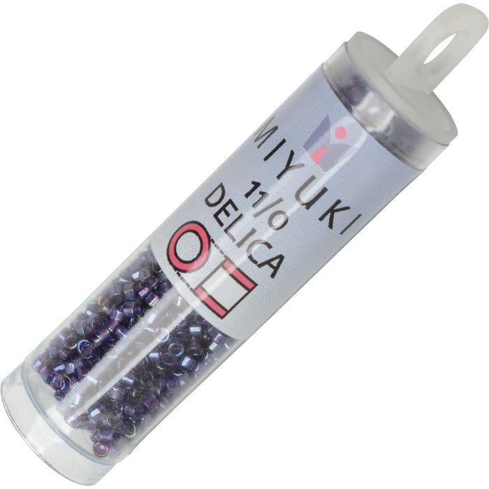 Miyuki Delica Seed Beads, 11/0 Size, #1756 Sparkling Purple Lined Amethyst AB (7.2 Gram Tube)