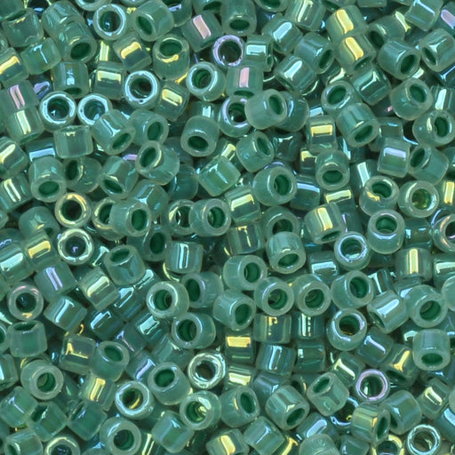 Miyuki Delica Seed Beads, 11/0 Size, #1768 Forest Green Lined Opal AB (7.2 Gram Tube)