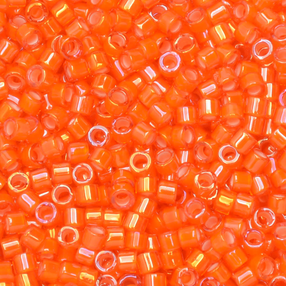 Miyuki Delica Seed Beads, 11/0 Size, #1777 White Lined Orange AB (7.2 Gram Tube)
