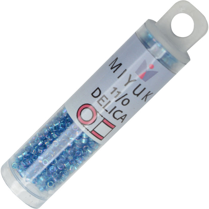 Miyuki Delica Seed Beads, 11/0 Size, #177 Transparent Aquamarine AB (7.2 Gram Tube)