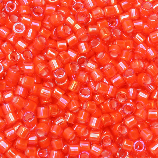 Miyuki Delica Seed Beads, 11/0 Size, #1780 White Lined Flame Red AB (7.2 Gram Tube)