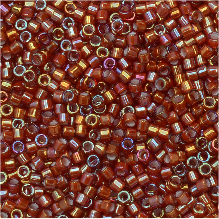 Miyuki Delica Seed Beads, 11/0 Size, #1781 White Lined Root Beer AB (7.2 Gram Tube)