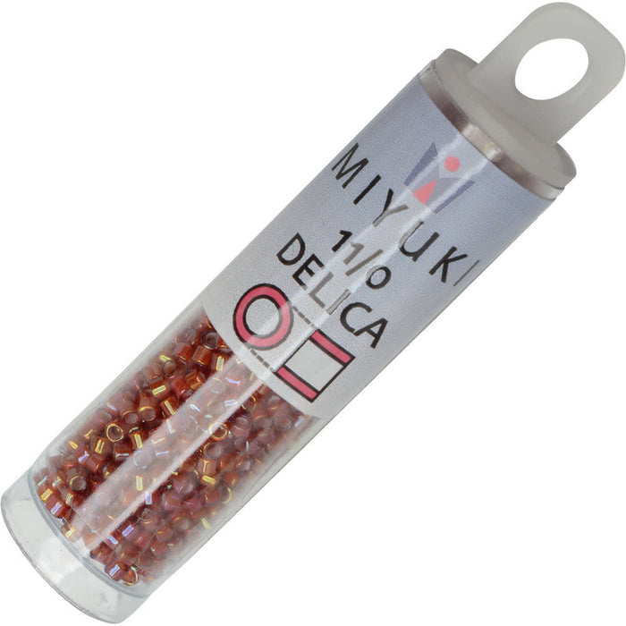 Miyuki Delica Seed Beads, 11/0 Size, #1781 White Lined Root Beer AB (7.2 Gram Tube)