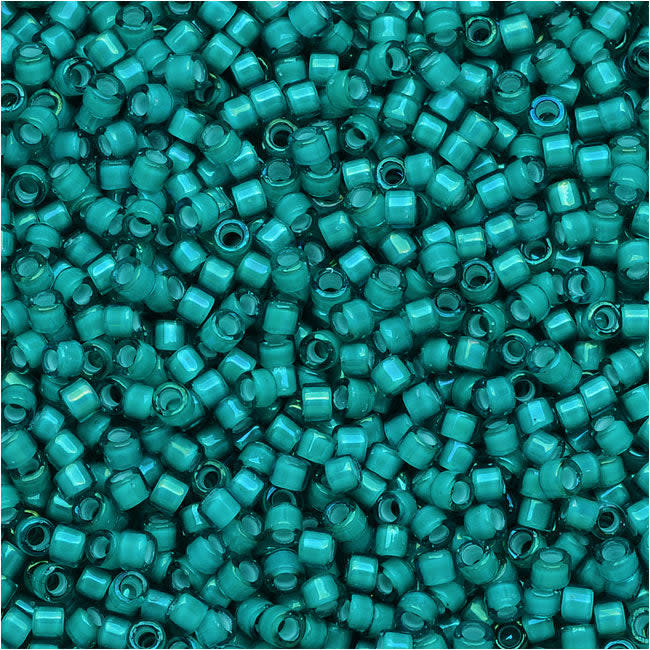 Miyuki Delica Seed Beads, 11/0 Size, White Lined Teal AB DB1782 (7.2 Grams)