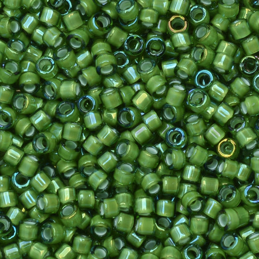 Miyuki Delica Seed Beads, 11/0 Size, #1786 White Lined Light Green AB (7.2 Gram Tube)