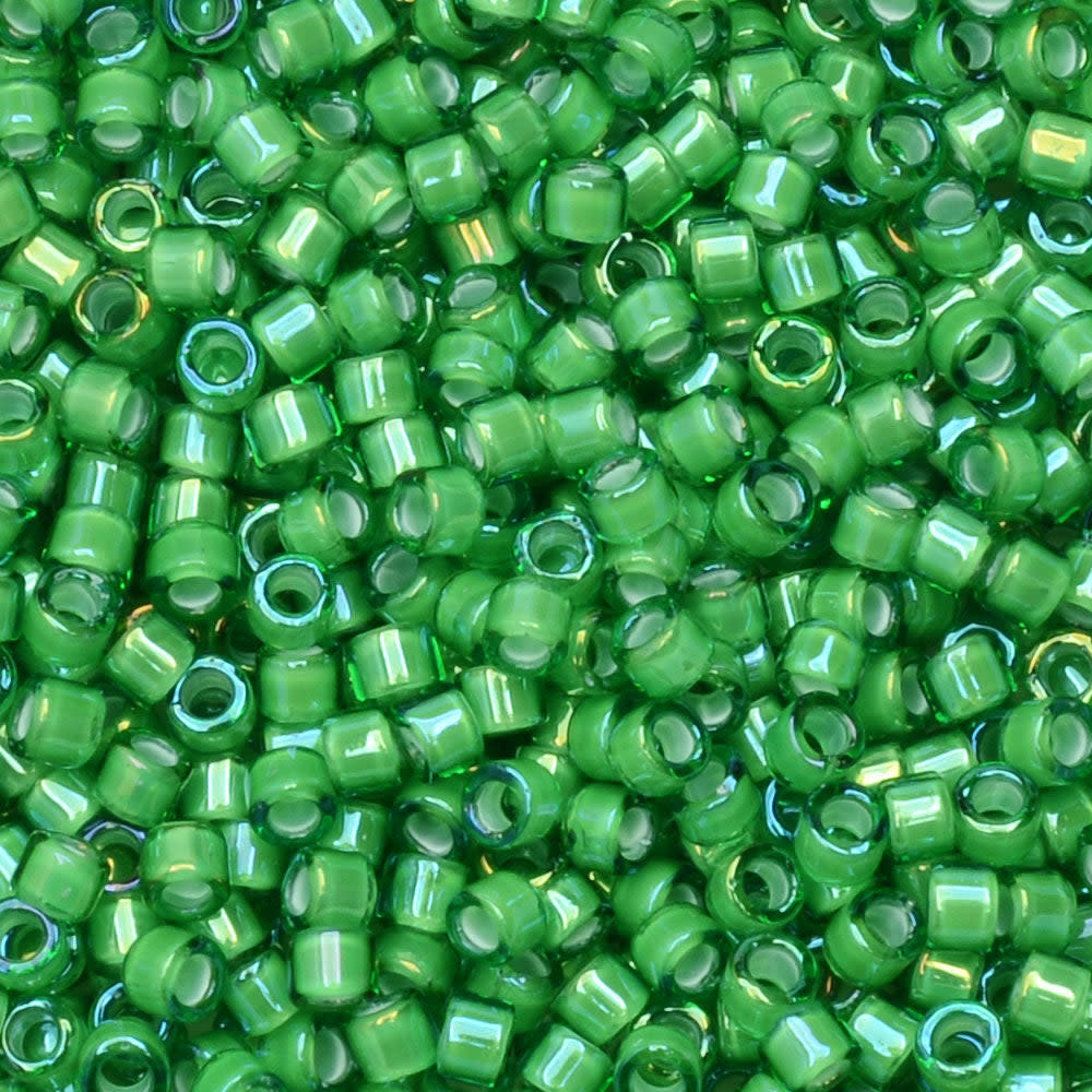 Miyuki Delica Seed Beads, 11/0 Size, #1787 White Lined Green AB (7.2 Gram Tube)