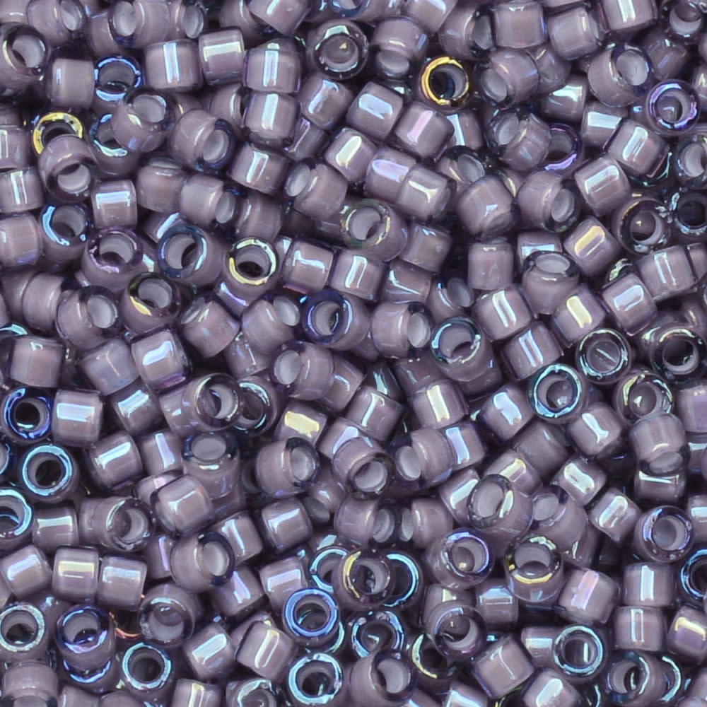 Miyuki Delica Seed Beads, 11/0 Size, #1789 White Lined Amethyst AB (7.2 Gram Tube)