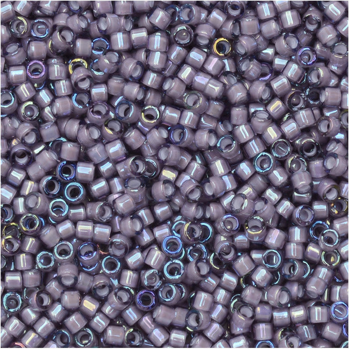 Miyuki Delica Seed Beads, 11/0 Size, #1789 White Lined Amethyst AB (7.2 Gram Tube)