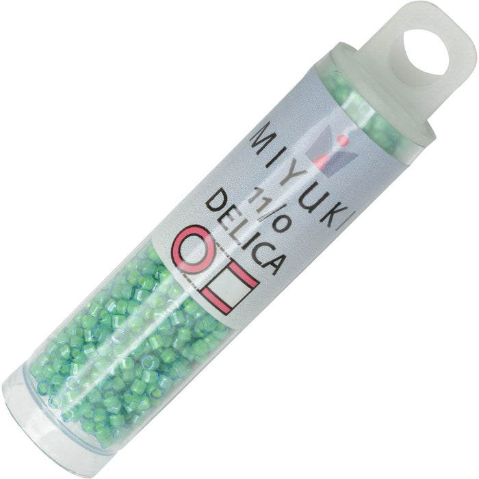 Miyuki Delica Seed Beads, 11/0 Size, #2053 Luminous Mermaid Green (2.5" Tube)