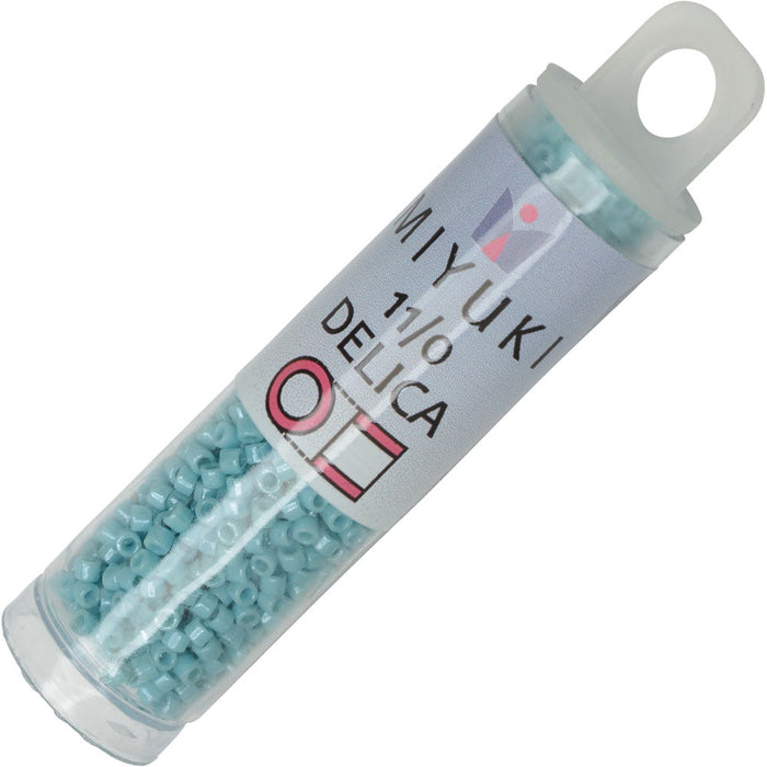 Miyuki Delica Seed Beads, 11/0 Size, #217 Opaque Light Aqua Luster (2.5" Tube)