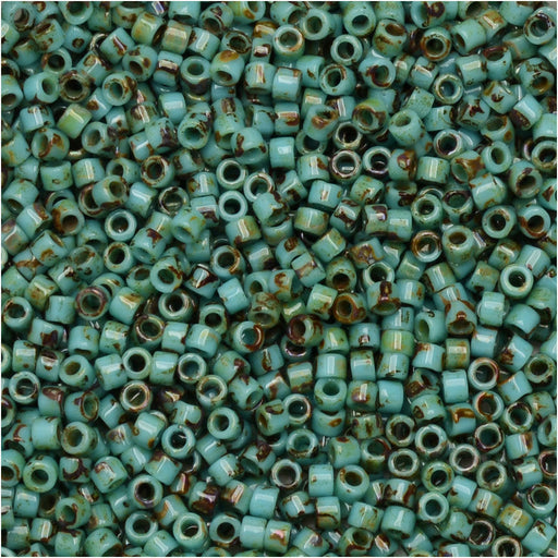 Miyuki Delica Seed Beads, 11/0 Size, #2264 Picasso Seafoam Green Matte (7.2 Gram Tube)