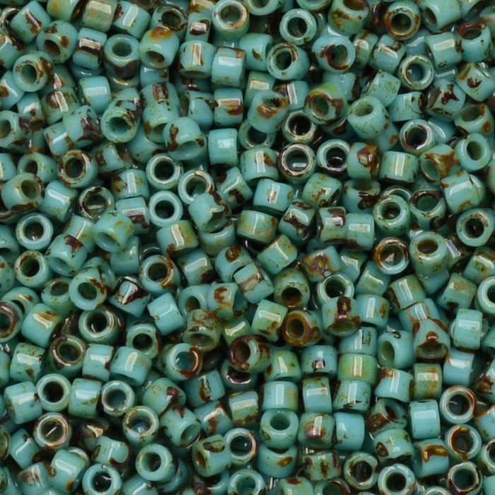 Miyuki Delica Seed Beads, 11/0 Size, #2264 Picasso Seafoam Green Matte (7.2 Gram Tube)