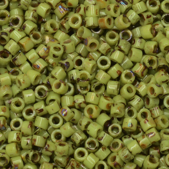 Miyuki Delica Seed Beads, 11/0 Size, #2265 Picasso Chartreuse Matte (7.2 Gram Tube)