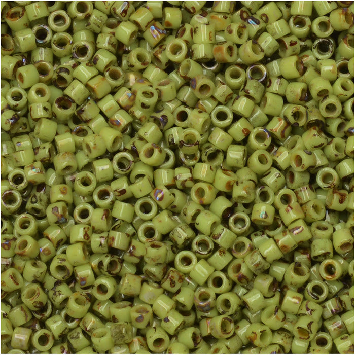 Miyuki Delica Seed Beads, 11/0 Size, #2265 Picasso Chartreuse Matte (7.2 Gram Tube)