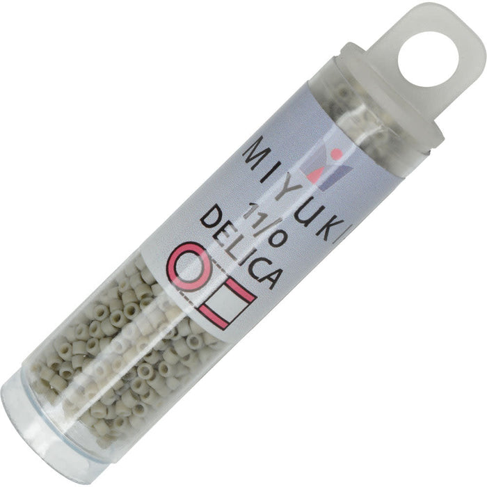 Miyuki Delica Seed Beads, 11/0 Size, #2282 Frost Opaque Glaze Gray (7.2 Gram Tube)