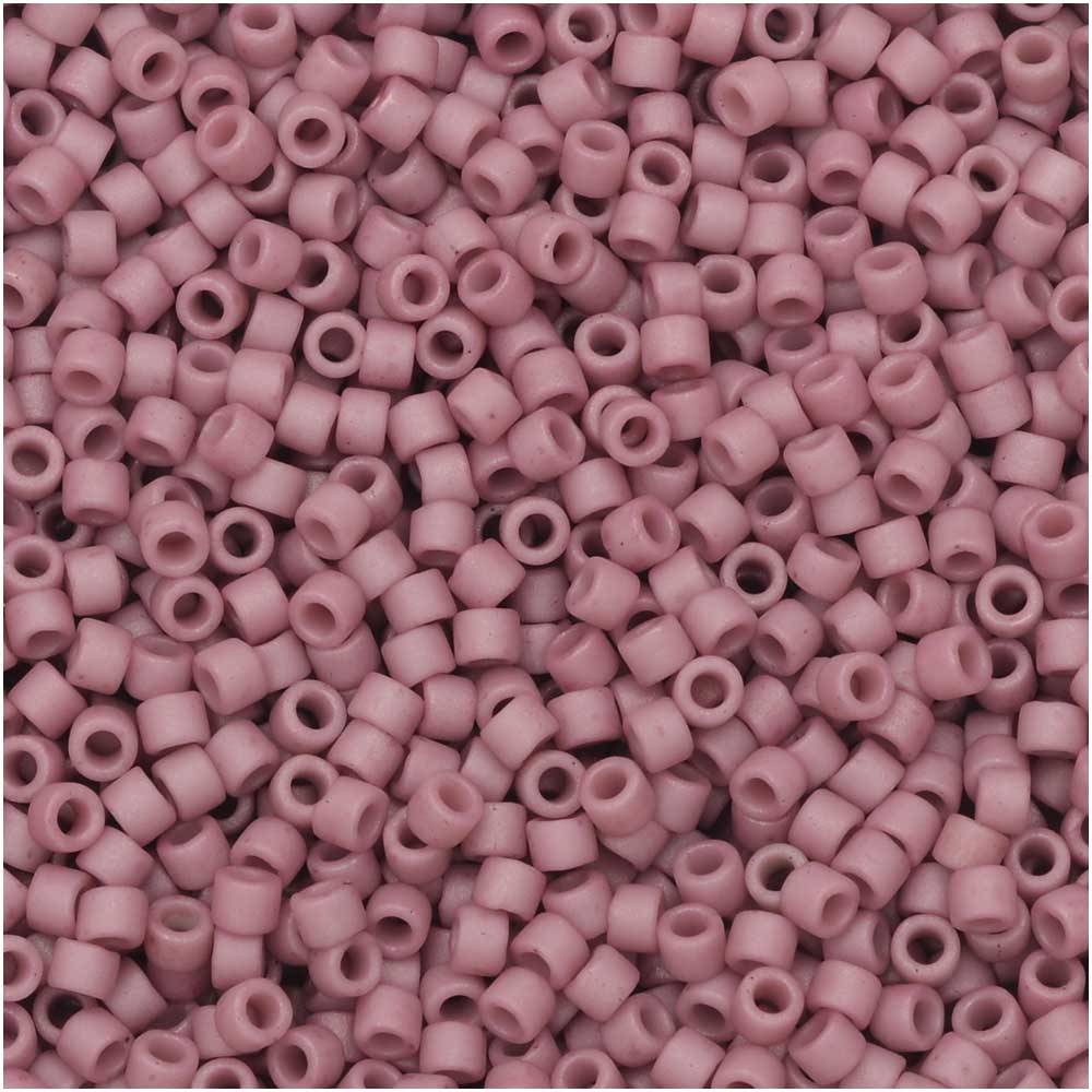 Miyuki Delica Seed Beads, 11/0 Size, #2294 Frosted Opaque Glazed Mauve (7.2 Gram Tube)