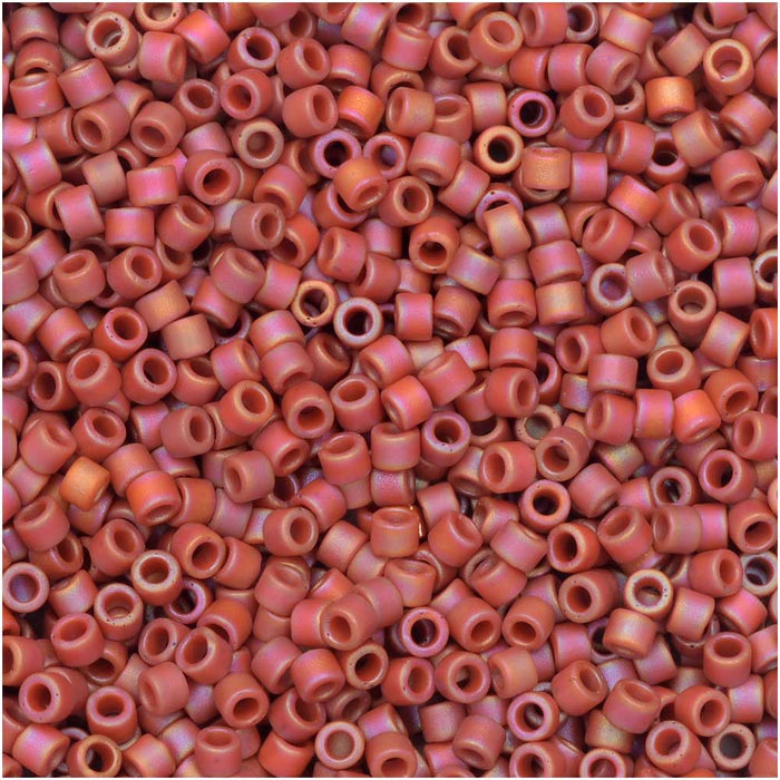 Miyuki Delica Seed Beads, 11/0, #2306 Frosted Opaque Glazed Rainbow Cardinal Red (7.2 Gram Tube)