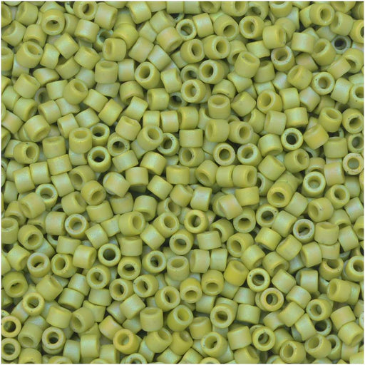 Miyuki Delica Seed Beads, 11/0, #2309 Frosted Opaque Glazed Rainbow Olive (7.2 Gram Tube)