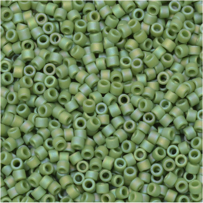 Miyuki Delica Seed Beads, 11/0 Size, #2310 Frost Opaque Glaze Rainbow Kiwi (7.2 Gram Tube)