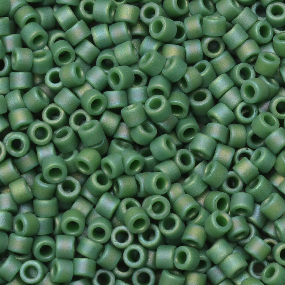 Miyuki Delica Seed Beads, 11/0 Size, #2311 Frost Opaque Glaze Rainbow Green (7.2 Gram Tube)