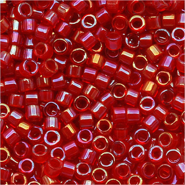 Miyuki Delica Seed Beads, 11/0 Size, Red Lined Red AB DB295 (2.5" Tube)