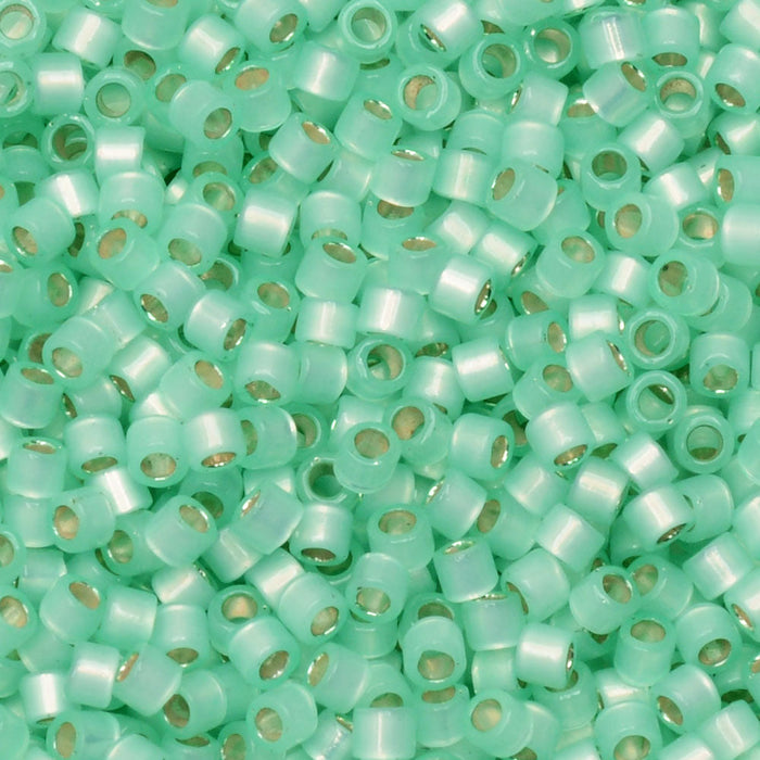 Miyuki Delica Seed Beads, 11/0 Size, #626 Silver Lined Mint Green Dyed Alabaster (7.2 Gram Tube)