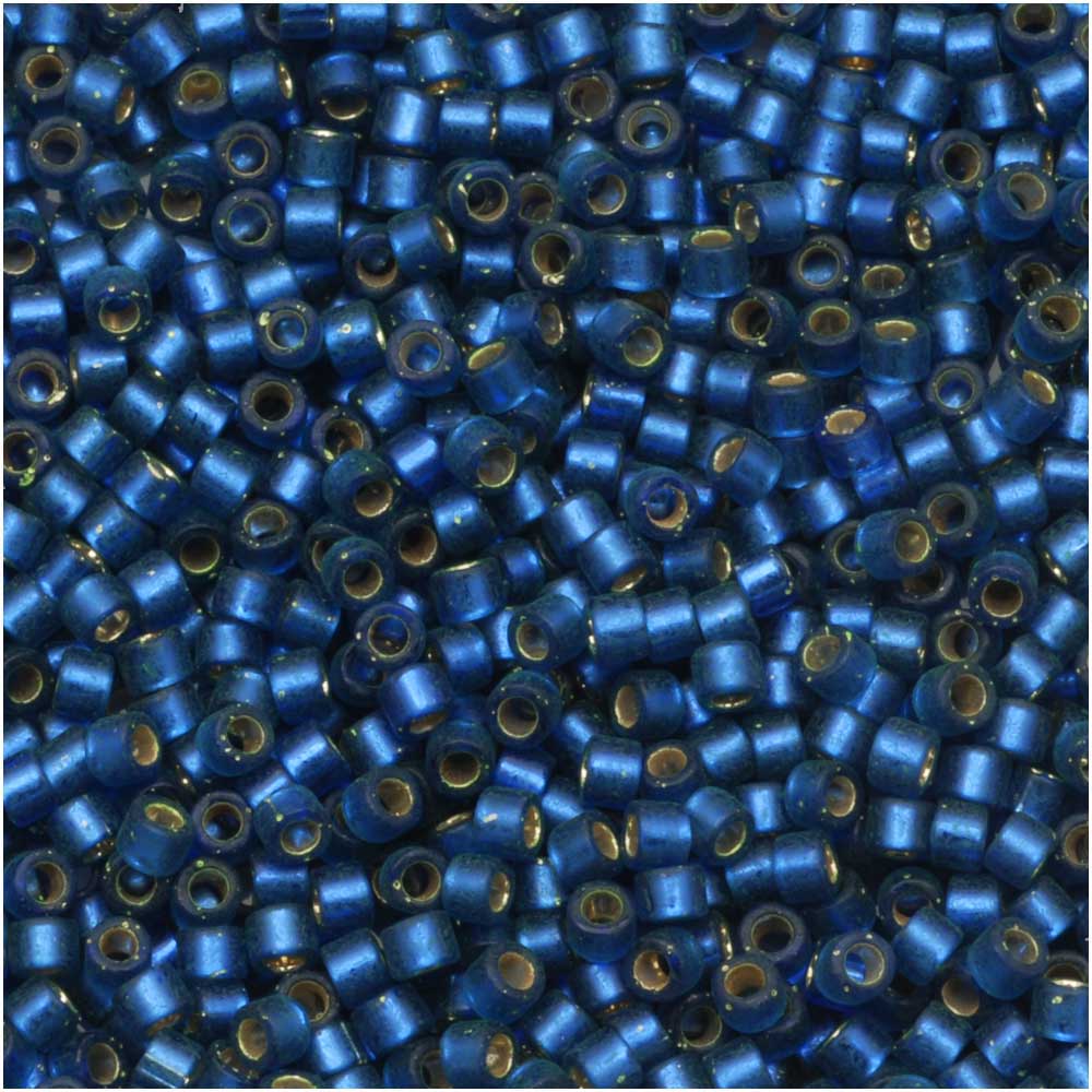 Miyuki Delica Seed Beads, 11/0 Size, Semi Matte Silver Lined Medium Blue DB693 (2.5" Tube)