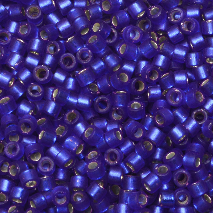Miyuki Delica Seed Beads, 11/0 Size, #696 Semi Matte Silver Line Cobalt Dyed (7.2 Gram Tube)